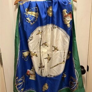 Rodier Paris Silk Scarf with Nautical Print in Blue and Green